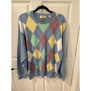 Harry Vardon Men's Blue Argyle Golf Sweater Size XL  Pickle Ball Tennis‎ Preppy